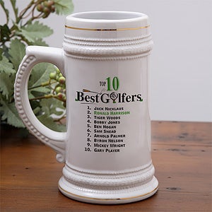 Top 10 Golfers Personalized Beer Stein  - 5487