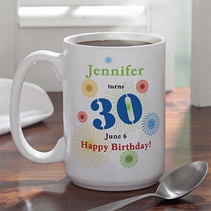 Personalized Birthday Coffee Mug - Confetti Birthday Design - 5528