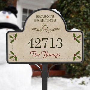 Season's Greetings Personalized Address Plaque - 5696