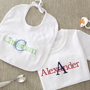 Fashion Baby Names on Personalized Embroidered Baby Clothes   Boys Name   Initial   5791