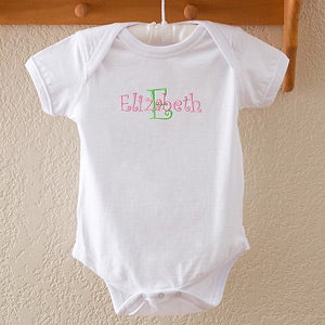 Personalized Embroidered Baby Clothes - Girls Name & Initial - 5792