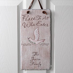 Dove of Peace Personalized Slate Wall Plaque - 5797