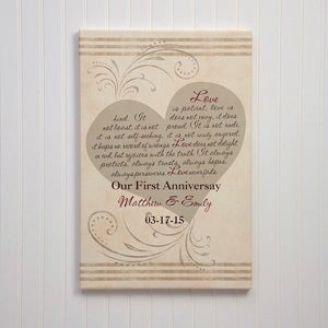 Personalized Wedding & Anniversary Canvas Art - Love Is Patient  - 5853