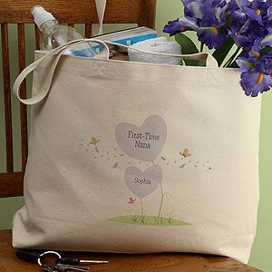 New Grandma Personalized Canvas Tote Bag New Grandma Personalized Canvas Tote Bag
