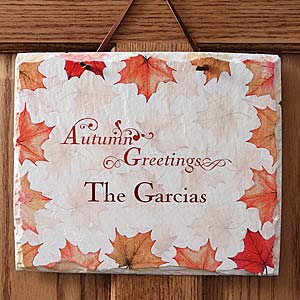 Autumn Greetings Personalized Slate Wall Plaque - 5931