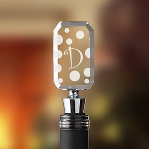Polka Dot Monogram Wine Bottle Stopper - 5954