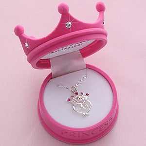 Pretty Princess Silver Pendant Necklace with Austrian Crystals - 6043