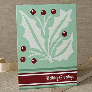 Personalized Holly Berry Christmas Greeting Cards - 6057