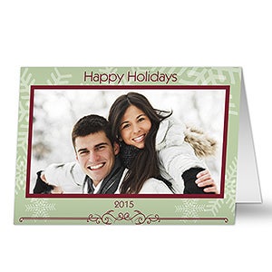 Snowflake Greetings Personalized Photo Christmas Cards - 6058