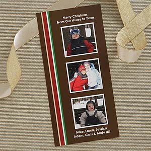 Personalized Photo Christmas Cards - Holiday Stripes - 6137