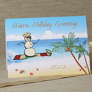 Tropical Snowman Personalized Christmas Cards - 6144