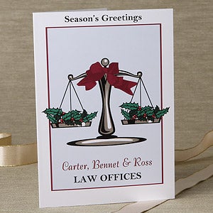 Scales of Justice Personalized Lawyer Christmas Cards - 6170