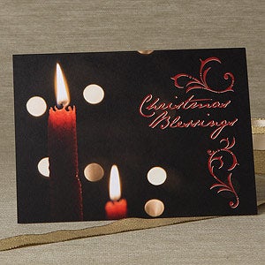 Light Of The World Personalized Candle Christmas Cards - 6174