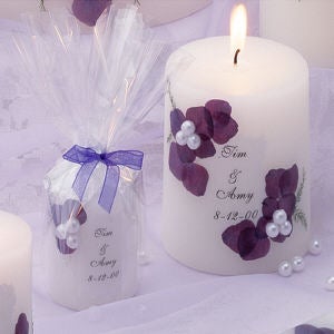 Personalized Wedding Candles and Favors - Purple Hydrangea Collection - 6200D