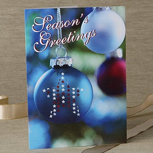 Patriotic Christmas Ornament Personalized Christmas Cards - 6270