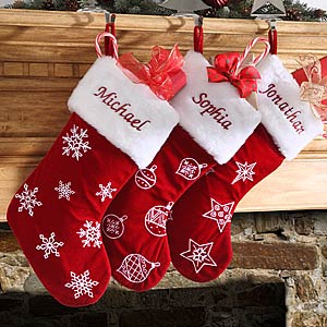 Red Velvet Personalized Christmas Stockings - 6309
