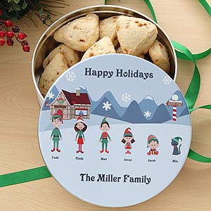 Family Character Personalized Holiday Cookie Tin - 6367