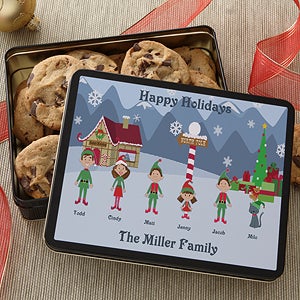Family Character Personalized Holiday Cookie Tin - 6367
