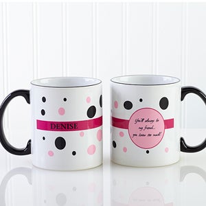 Ladies Polka Dot Personalized Coffee Mug for Women - 6395