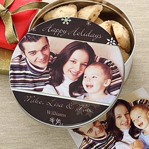 Happy Holidays Personalized Photo Cookie Tin - 6440