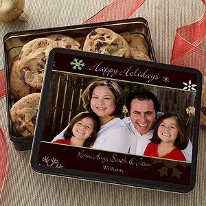 Happy Holidays Personalized Photo Cookie Tin - 6440