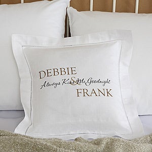 Romantic Couples Personalized Linen Pillows - Kiss Goodnight - 6468