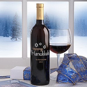 Happy Hanukkah Personalized Wine Bottles - 6486