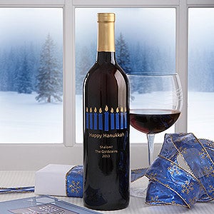 Happy Hanukkah Personalized Wine Bottles - 6486