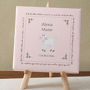 Christian Lamb Personalized Baptism Blessings Canvas Gift - 6495