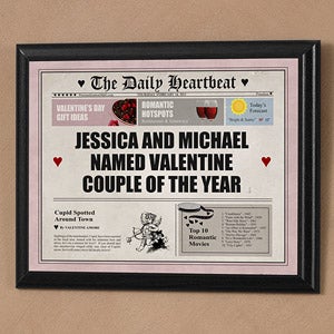 Valentine's Day Romantic Message Newspaper Page Plaque - 6506