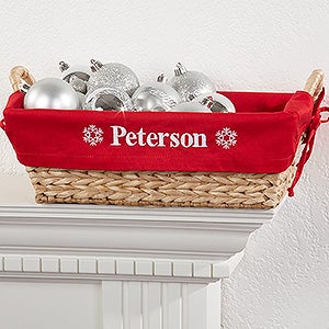 Personalized Holiday Wicker Basket - Red - 6509