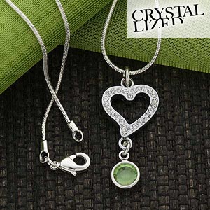 Rhinestone Heart Swarovski Crystal Birthstone Necklace - 6525D