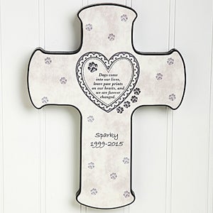 Dog & Cat Personalized Pet Memorial Wall Cross - 6559