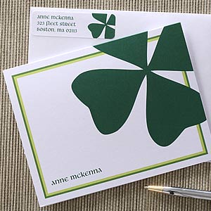 Irish Shamrock Personalized Note Cards - 6583