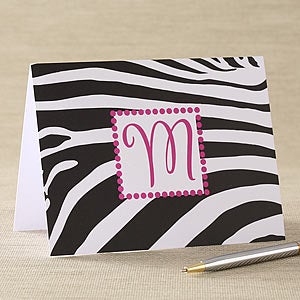 Zebra Print Personalized Note Card Set - 6621