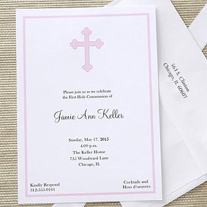 Holy Cross Personalized First Communion Invitiations - 6624