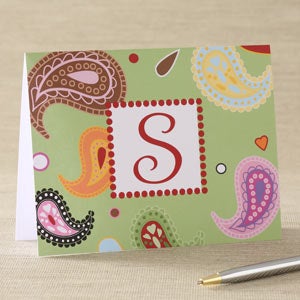 Paisley Monogram Personalized Note Cards - 6634