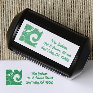 Custom Printed Note Cards - Green with Initial Monogram - 6638
