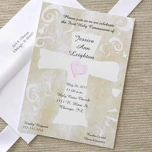 Personalized Holy Cross First Communion Invitations - 6651