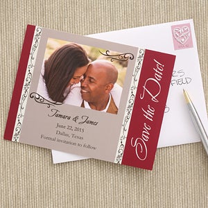 Save The Date Photo Wedding Cards & Magnets - Filigree - 6736