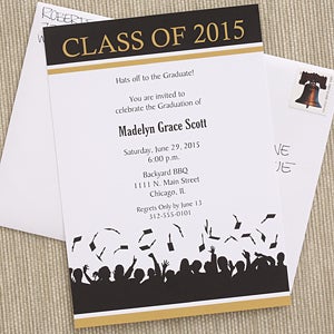 Personalized Graduation Party Invitiations - Hats Are Off - 6773