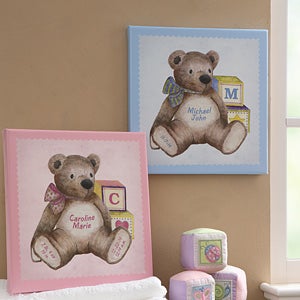 Teddy Bear Personalized Baby Canvas Art Nursery Decor - 6881