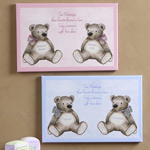 Wall  Baby Stuff on Baby Bear Personalized Twin Baby Canvas Wall Art   6882