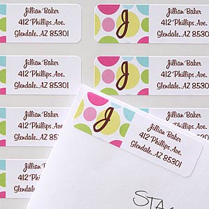 Polka Dot Monogram Custom Address Labels - 6907