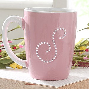 Rhinestone Initial Personalized Coffee Mugs for Her - 6950