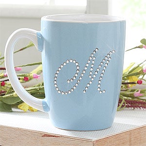 Rhinestone Initial Personalized Coffee Mugs for Her - 6950