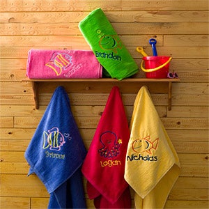 Kids Personalized Beach Towels - Go Fish - 7119