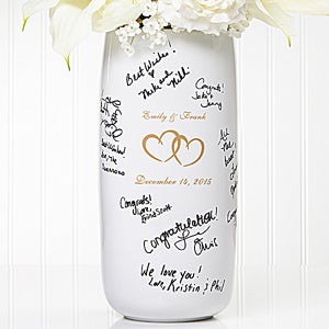 Personalized Signature Wedding Vase - Joined Hearts - 7121