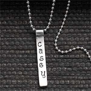 Stamped Name Bar Personalized Pendant Necklace - 7132D