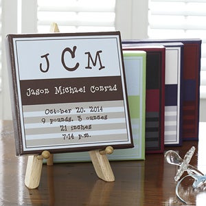 Personalized Baby Boy Announcement Canvas Wall Art - 7178